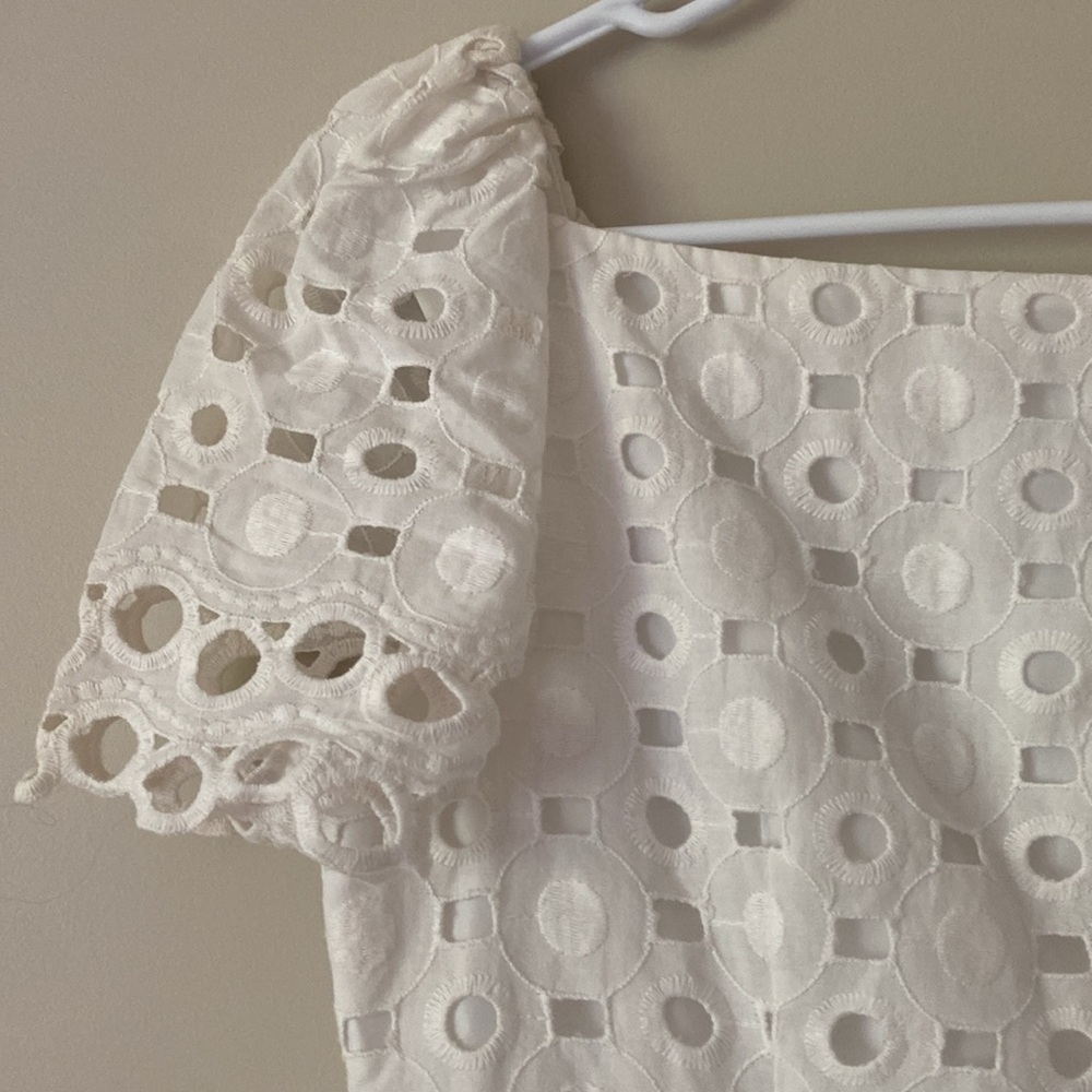Jones New York Cotton White Embroidered Lace Straight Delicate Dainty Dress - Picture 10 of 13